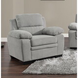 Plush Seating Chair 1pc Gray Textured Fabric Channel Tufting Solid Wood Frame Modern Living Room Furniture B011P214023