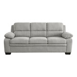 Plush Seating Comfortable Sofa 1pc Gray Textured Fabric Channel Tufting Solid Wood Frame Modern Living Room Furniture B011P214025