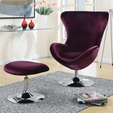 Purple Flannelette Fabric Accent Chair w Ottoman Contemporary Modern Living Room Furniture Chic High Back Chair B011P214555