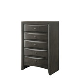 1pc Contemporary 5 Drawer Chest Gray Finish Solid Wood Wooden Bedroom Furniture B011P216685