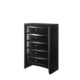 1pc Contemporary 5 Drawer Chest Black Finish Solid Wood Wooden Bedroom Furniture B011P216688