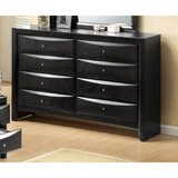 1pc Contemporary 8 Drawer Dresser Black Finish Solid Wood Wooden Bedroom Furniture B011P216697