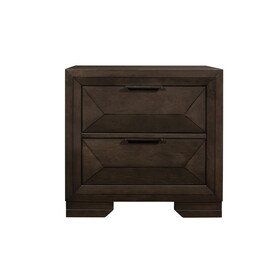 Contemporary Design 2-Drawers Nightstand 1pc Bedroom Furniture Warm Espresso Finish Raised Panel Front