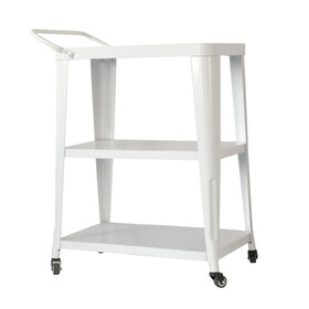 3-Tier Metal Rolling Cart Swivel Rollers Durable Utility Table Wheels with Handle All Metal Frame Easy Mobility Versatile Kitchen Stand Bar Serving Use White 1pc B011P236767