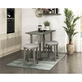3pc Counter Height Set Light Gray Finish Counter Height Table with 2x Stools Foam Cushioned Seats Kitchen Dining Breakfast Furniture B011S01365