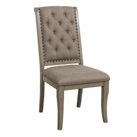 Traditional Classic Style Side Chairs Set of 2 Fabric Upholstery Button-Tufted Nailhead Trim Gray Cashmere Finish Dining Furniture B011P241342