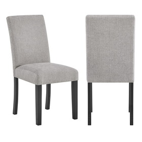 4pc Contemporary Parson Style Chairs Black Frame Upholstered Padded Soft Textured Gray Fabric Wooden Dining Room Home Furniture B011P243251