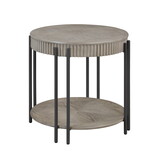 1pc Contemporary Round End Table with Storage Shelf Black Brown Tan / Beige Finish Living Room Wooden Modern Furniture B011P245447