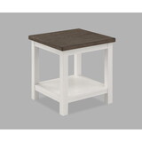 1pc Farmhouse Style Brown End Table with White Base Rectangular Table Top Wooden Living Room Furniture B011P245454