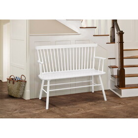 1pc Casual Farmhouse Relaxed Vintage Wood Spindle Back Bench White Wooden Chair B011P284206