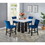 2pc Counter Height Upholstered Velvet Chair with Footrest Chrome Nailhead Trim Pub Height Blue B011P286896