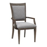 Transitional Brown Gray Armchairs Set of 2, Fabric Upholstery Seat Back Wooden Dining Furniture B011P321315