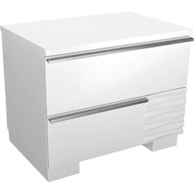 White Lacquer Wood 2-Drawer Nightstand for Bedroom, Gloss Finish Bedside Table B011P353743