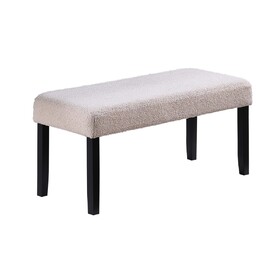 1pc Dining Bench Only Upholstered Soft Fabric Seat Neutral Tone Bench Black Wooden Tapered Legs Dining Room B011P368143