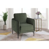 Beautiful Elegant 1pc Accent Chair Dark Green Velvet Fabric Upholstered Plush Metal Legs Living Room Chair