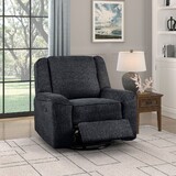 Luxury Comfort 1pc Recliner Chair Swivel Smooth Motion Ebony Fabric Upholstery Living Room Furniture