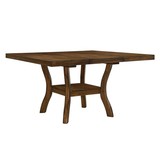 Transitional Brown Finish Dining Table with Lower Display Shelf and Extension Leaf Mindy Veneer Wood Dining Room Furniture B01156048