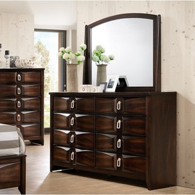 Bedroom Furniture Dresser w/ Mirror Varnish Oak MDF 2pc Set B011S00098