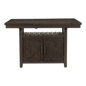 Rectangular Counter Height Table 1pc with Storage Cabinet Butterfly Leaf Wine Rack Distressed Dark Cherry Finish Dining Furniture B011S00144