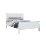 Louis Phillipe White Finish Queen Size Panel Sleigh Bed Solid Wood Wooden Bedroom Furniture B011S00289
