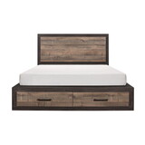 Contemporary Style Footboard Storage Queen Bed 1pc Natural Wood Grain Look Drawers Two-Tone Finish Stylish Bedroom Furniture B011S00290