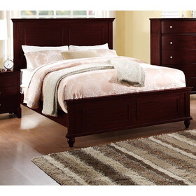 Queen Size Bed Brown Finish Plywood Particle Board 1pc Bed Bedroom Bed Bedroom Furniture