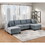 Modular Sectional 6pc Set Living Room Furniture U-Sectional Couch Grey Linen Like Fabric 2x Corner Wedge 2x Armless Chairs and 2x Ottomans B011S00338