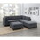 Ash Grey Chenille Fabric Modular Sectional 6pc Set Living Room Furniture Corner L-Sectional Couch 2x Corner Wedge 2x Armless Chairs and 2x Ottomans Tufted Back Exposed Wooden Base B011S00362