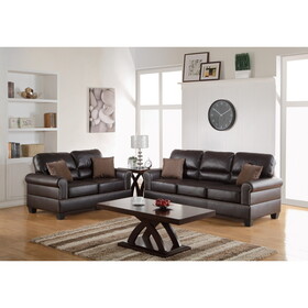 Espresso Faux Leather 2pc Sofa Set Sofa and Loveseat Elegant Plush Contemporary Couch Living Room Furniture