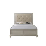 Modern Champagne Faux Finish Upholstered 1pc Queen Size Panel Bed Bedroom Furniture B011S00424