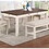 Luxury Look Dining Room Furniture 6pc Dining Set Dining Table w Drawers 4x Side Chairs 1x Bench White Rubberwood Walnut Acacia Veneer Slat Back Chair B011S00438