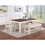 Luxury Look Dining Room Furniture 6pc Dining Set Dining Table w Drawers 4x Side Chairs 1x Bench White Rubberwood Walnut Acacia Veneer Slat Back Chair B011S00438