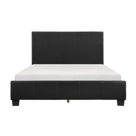 Contemporary Design 1pc Queen Bed Black Faux Leather Upholstered Stylish Bedroom Furniture B011S00443