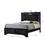 Modern Black Finish Upholstered 1pc Queen Size LED Panel Bed Faux Diamond Tufted Bedroom Furniture B011S00453