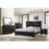 Modern Black Finish Upholstered 1pc King Size LED Panel Bed Faux Diamond Tufted Bedroom Furniture B011S00454