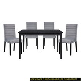 5pc Dining Set Black Finish Dining Table and 4x Gray Velvet Side Chairs Casual Style Wooden Furniture Dining Room Furniture