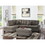 Modern Coffee Color 3pcs Sectional Living Room Furniture Reversible Chaise Sofa and Ottoman Tufted Polyfiber Linen Like Fabric Cushion Couch Pillows B011S00471