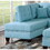 Modern Blue Color 3pcs Sectional Living Room Furniture Reversible Chaise Sofa and Ottoman Tufted Polyfiber Linen Like Fabric Cushion Couch Pillows B011S00472