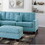 Modern Blue Color 3pcs Sectional Living Room Furniture Reversible Chaise Sofa and Ottoman Tufted Polyfiber Linen Like Fabric Cushion Couch Pillows B011S00472