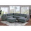 Living Room Furniture 8pc Sectional Sofa Set Steel Dorris Fabric Couch 3x Wedges 3x Armless Chair and 2x Ottomans B011S00479