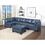 B011S00500 Blue+genuine leather+Genuine Leather+Wood+Primary Living Space