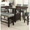 Dining Room Furniture 6pc Counter Height Dining Set Dining Table w Storage 4x High Chairs 1x Bench Silver Faux Leather Tufted Seats Faux Marble Table Top B011S00545