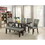 Dining Room Furniture 6pc Counter Height Dining Set Dining Table w Storage 4x High Chairs 1x Bench Silver Faux Leather Tufted Seats Faux Marble Table Top B011S00545