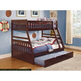 1pc Twin/Full Bunk Bed with Twin Trundle Dark Cherry Finish Wooden Bedroom Furniture