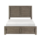 Rustic Style Gray Finish 1pc Queen Size Panel Bed Wooden Bedroom Furniture Low-Profile Footboard B011P143957