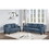 2pc Sofa Set Sofa and Loveseat Living Room Furniture Navy Blended Chenille Cushion Couch w Pillows B011S00643