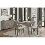 Weathered Gray Finish Rustic Style Dining Set 7pc Table and 6 Side Chairs Set Padded Seat Transitional Wooden Furniture B011P146007