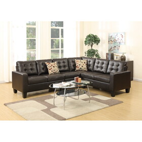 Modular Sectional Espresso Faux Leather 4pcs Sectional Sofa LAF and RAF Loveseats Corner Wedge Armless Chair Tufted Cushion Couch B011S00679