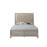 Modern Champagne Faux Finish Upholstered 1pc King Size Panel Bed Bedroom Furniture B011S00731