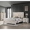 1pc Queen Size Bed Rustic Beige Gray Finish Wooden Bedroom Furniture Geometric Design Chevron Pattern B011S00806